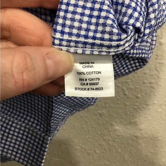 Johnston & Murphy Men’s XXL Short Sleeve Button-Up Shirt Blue Check Smart Casual - Picture 3 of 5